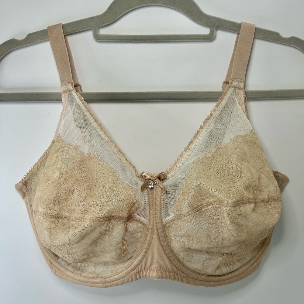 Wacoal Neutral Tan Cream Lace Unlined Adjustable Strap Bra 34H